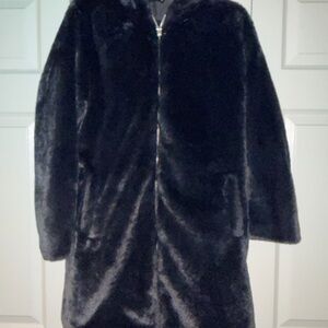 Zara Black Faux Fur Zip Jacket